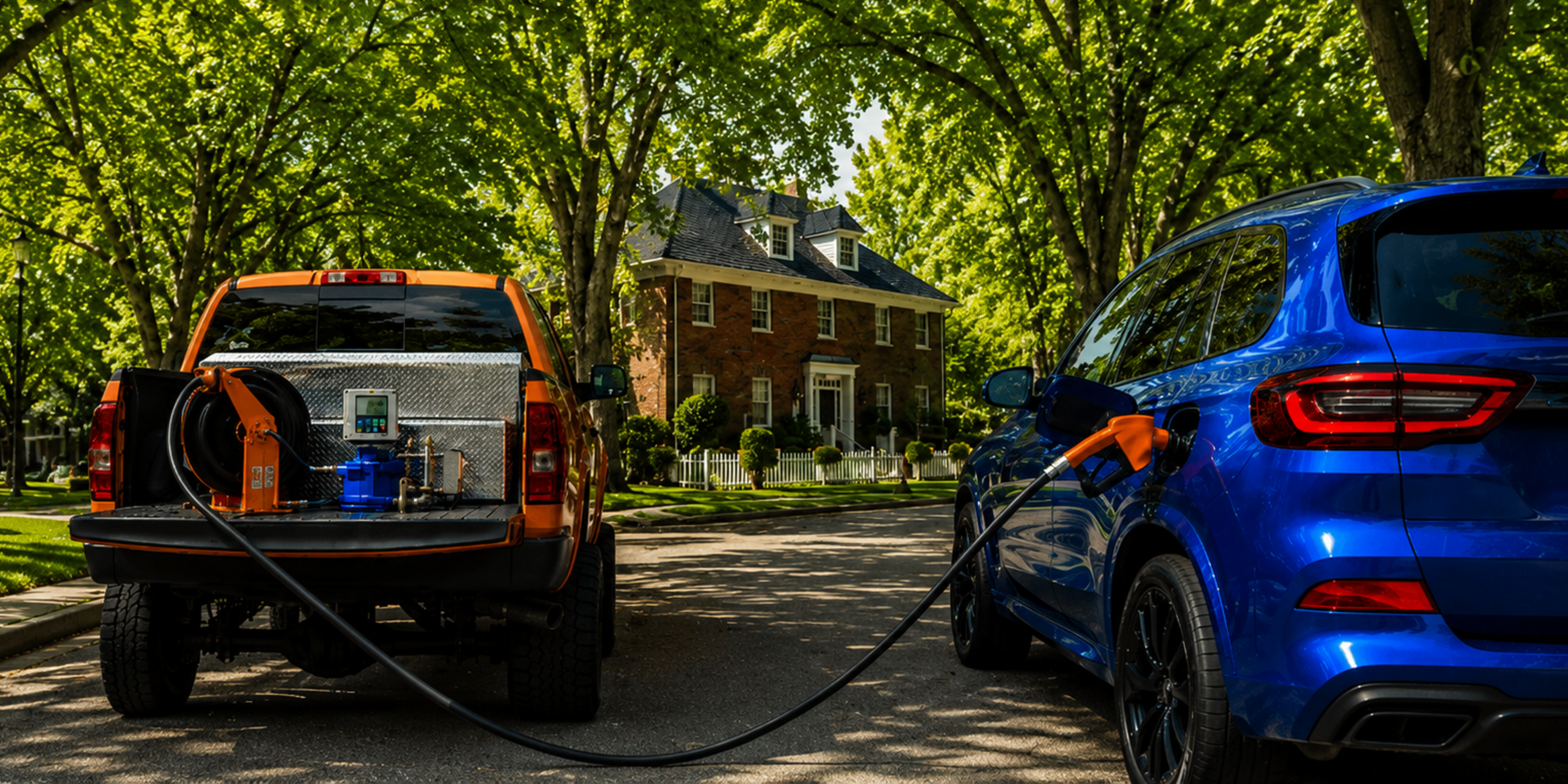 Pump'd mobile fuel delivery at a customer's vehicle in New Albany