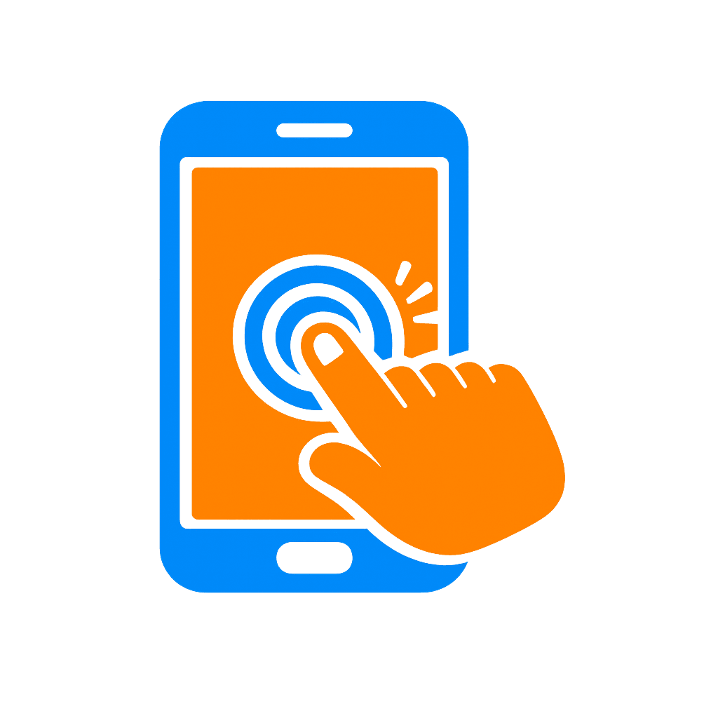 Illustration of a hand tapping the Pump'd app on a phone